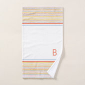 Kutpatroonkleurige strepen Blauw Oranje monogram Bad Handdoek (Handdoek)