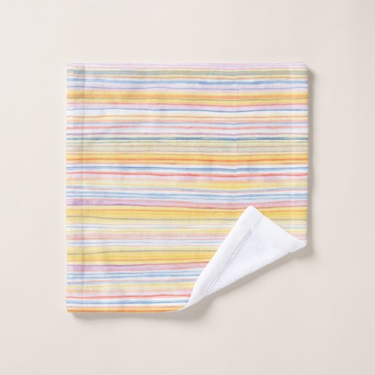 Kutpatroonkleurige strepen Blauw Oranje monogram Bad Handdoek (Wasdoekje)