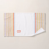Kutpatroonkleurige strepen Blauw Oranje monogram Bad Handdoek (Handdoek)