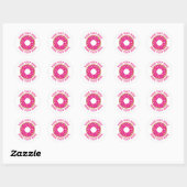 Kutrofiele roze donut met sprinkles ronde sticker (Vel)
