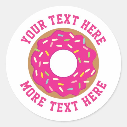 Kutrofiele roze donut met sprinkles ronde sticker (Voorkant)