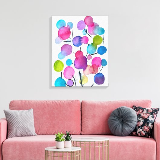 Kutroze abstracte kunstboom canvas afdruk (Insitu (Woonkamer))