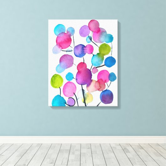 Kutroze abstracte kunstboom canvas afdruk (Insitu (Houten vloer))