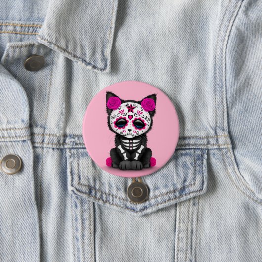 Kutroze dag van de dode keukenkat ronde button 7,6 cm (In situ)