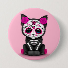 Kutroze dag van de dode keukenkat ronde button 7,6 cm