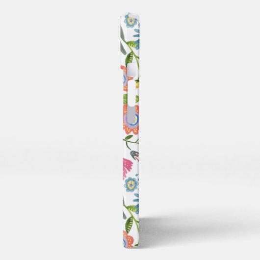 Kutroze en blauwe waterverf bloemen volkskunst iPhone hoesje (Linkerkant)