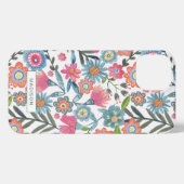 Kutroze en blauwe waterverf bloemen volkskunst iPhone hoesje (Achterkant horizontaal)