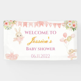 Kutroze en goudballerina baby shower banner