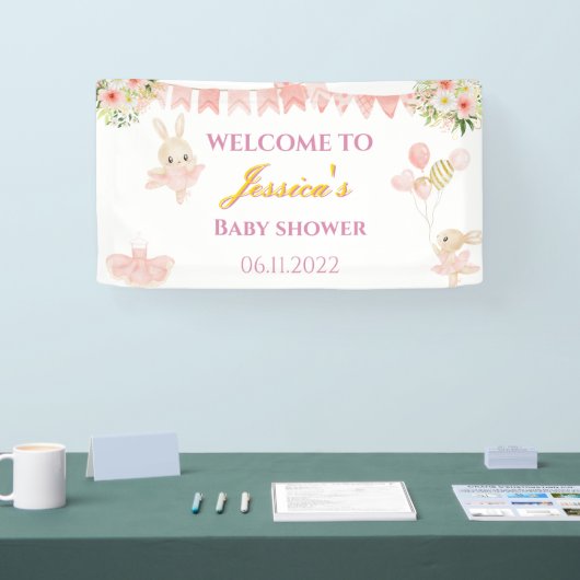 Kutroze en goudballerina baby shower banner (Beurs)