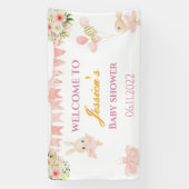 Kutroze en goudballerina baby shower banner (Verticaal)