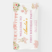 Kutroze en gouden ballerina verjaardagsbanner spandoek (Verticaal)