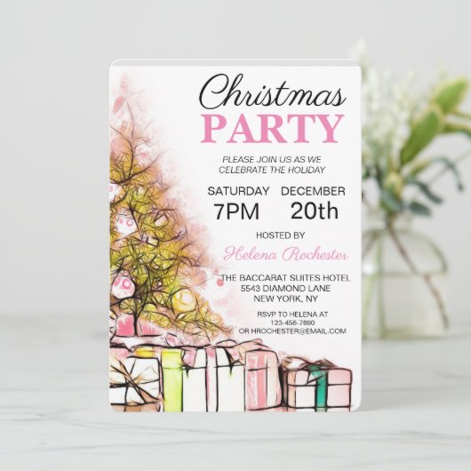 Kutroze kerstboom en feestdag voor Cadeaus Kaart (Staand voorkant)