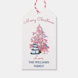 Kutroze kerstboomkleedantietroop cadeaulabel