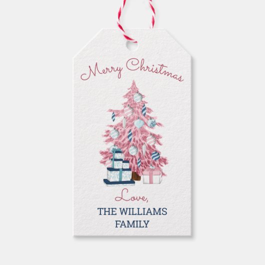 Kutroze kerstboomkleedantietroop cadeaulabel (Voorkant)