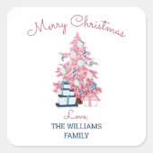Kutroze kerstboomkleedantietroop vierkante sticker (Voorkant)
