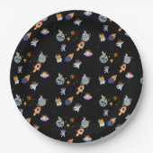 Kutruimte kitten in het sterrenstelsel papieren bordje (Voorkant)