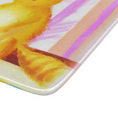 Kutschilderen van een kat dat een penseel houdt. B Snijplank (Hoek)