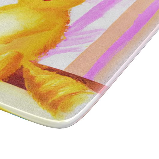 Kutschilderen van een kat dat een penseel houdt. B Snijplank (Hoek)