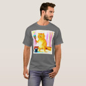 Kutschilderen van een kat dat een penseel houdt. B T-shirt (Voorkant volledig)