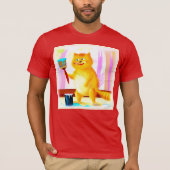 Kutschilderen van een kat dat een penseel houdt. B T-shirt (Voorkant)