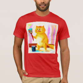 Kutschilderen van een kat dat een penseel houdt. B T-shirt