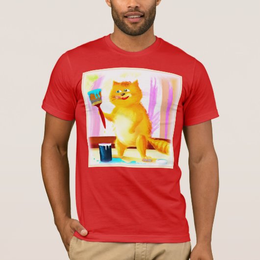 Kutschilderen van een kat dat een penseel houdt. B T-shirt (Voorkant)