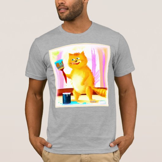 Kutschilderen van een kat dat een penseel houdt. B T-shirt (Voorkant)