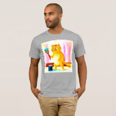 Kutschilderen van een kat dat een penseel houdt. B T-shirt (Voorkant volledig)