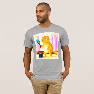 Kutschilderen van een kat dat een penseel houdt. B T-shirt