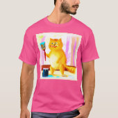 Kutschilderen van een kat dat een penseel houdt. B T-shirt (Voorkant)