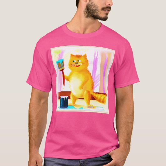 Kutschilderen van een kat dat een penseel houdt. B T-shirt (Voorkant)