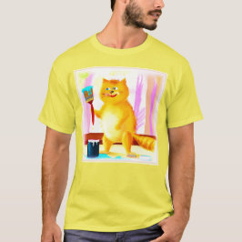 Kutschilderen van een kat dat een penseel houdt. B T-shirt