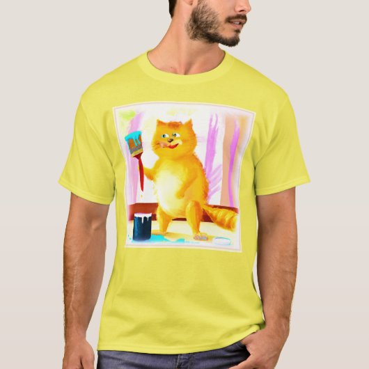 Kutschilderen van een kat dat een penseel houdt. B T-shirt (Voorkant)