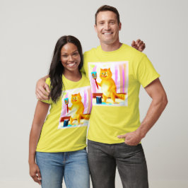 Kutschilderen van een kat dat een penseel houdt. B T-shirt