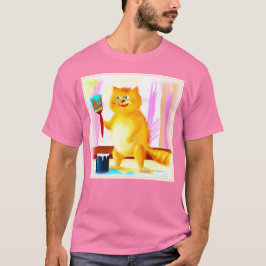 Kutschilderen van een kat dat een penseel houdt. B T-shirt