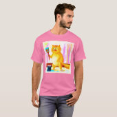 Kutschilderen van een kat dat een penseel houdt. B T-shirt (Voorkant volledig)