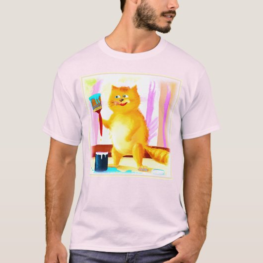 Kutschilderen van een kat dat een penseel houdt. B T-shirt (Voorkant)