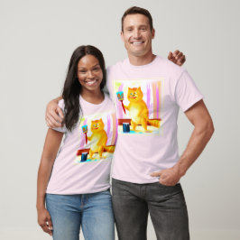 Kutschilderen van een kat dat een penseel houdt. B T-shirt