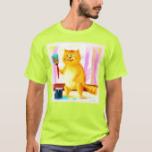 Kutschilderen van een kat dat een penseel houdt. B T-shirt (Voorkant)