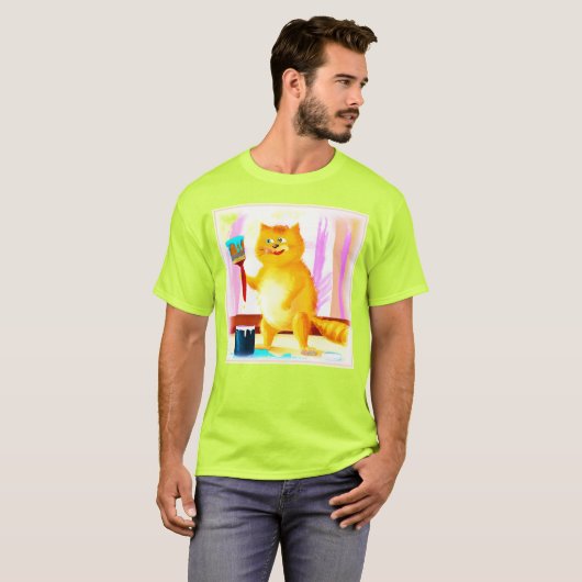 Kutschilderen van een kat dat een penseel houdt. B T-shirt (Voorkant volledig)
