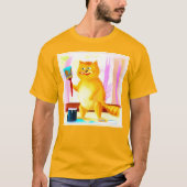 Kutschilderen van een kat dat een penseel houdt. B T-shirt (Voorkant)