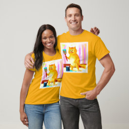 Kutschilderen van een kat dat een penseel houdt. B T-shirt