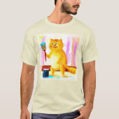Kutschilderen van een kat dat een penseel houdt. B T-shirt (Voorkant)