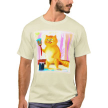 Kutschilderen van een kat dat een penseel houdt. B