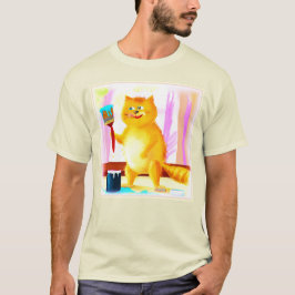 Kutschilderen van een kat dat een penseel houdt. B T-shirt