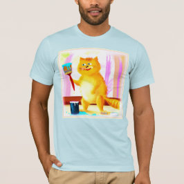 Kutschilderen van een kat dat een penseel houdt. B T-shirt