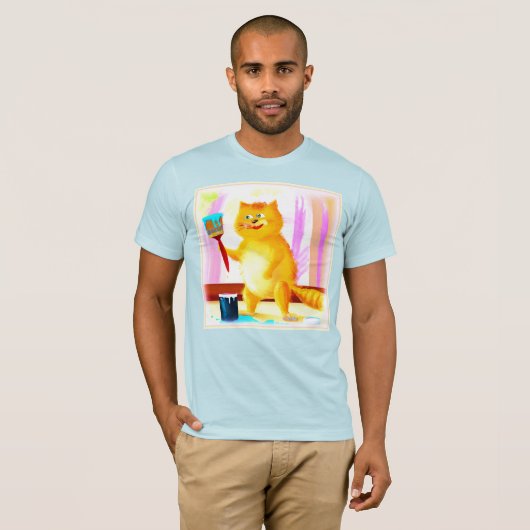 Kutschilderen van een kat dat een penseel houdt. B T-shirt (Voorkant volledig)