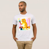 Kutschilderen van een kat dat een penseel houdt. B T-shirt (Voorkant volledig)