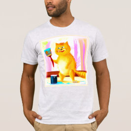 Kutschilderen van een kat dat een penseel houdt. B T-shirt