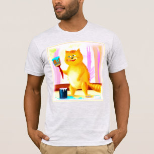 Kutschilderen van een kat dat een penseel houdt. B T-shirt